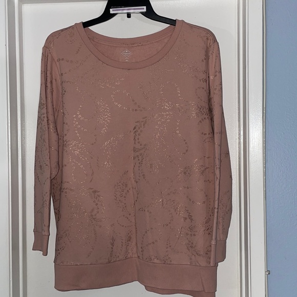 St. John's Bay Sweaters - Pretty Pink Sweater Dusty Rose Metallic Accents